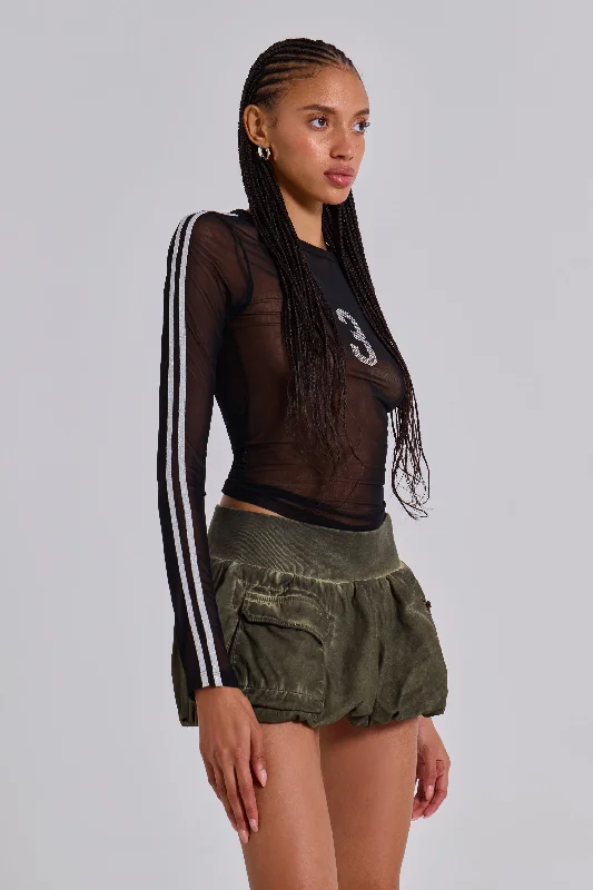 3’S A Crowd Diamante Mesh Top