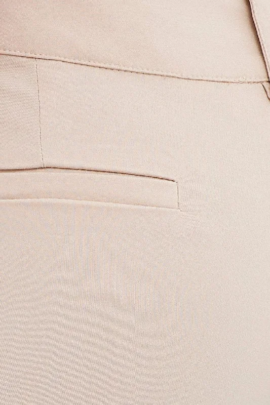 Beige Low Rise Pant Slim Leg