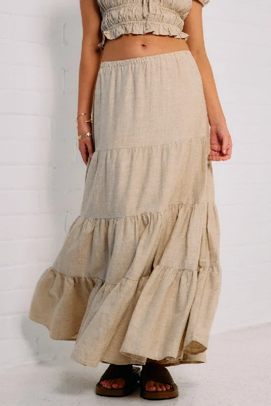 Beige Maxi Skirt Tiered