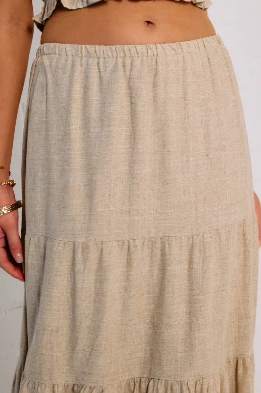 Beige Maxi Skirt Tiered