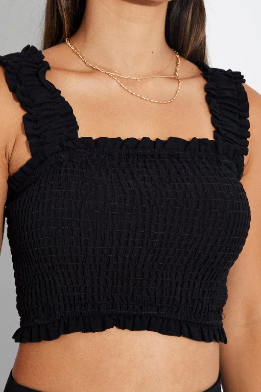 Black Crop Top Sleeveless