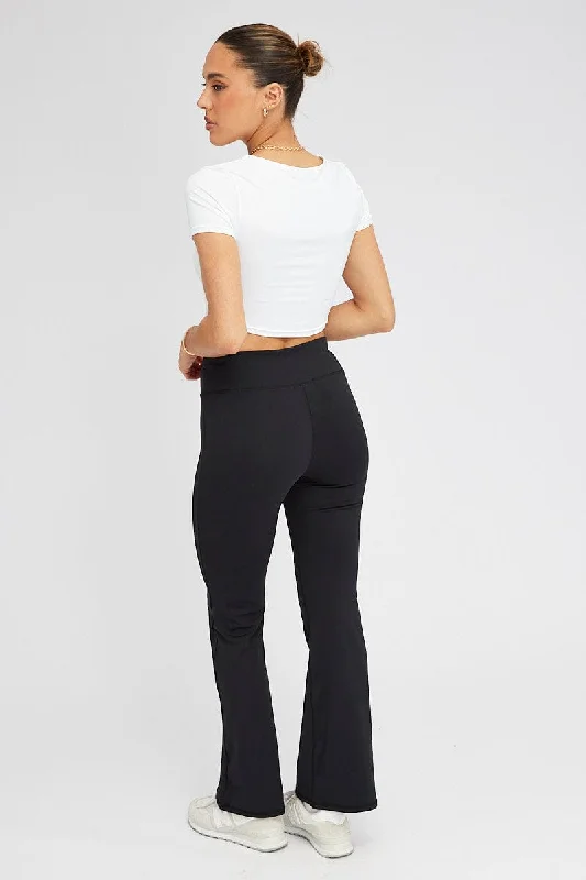 Black Flare Leg Pants High Rise