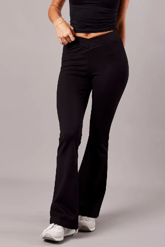 Black Flare Leg Pants Ponte