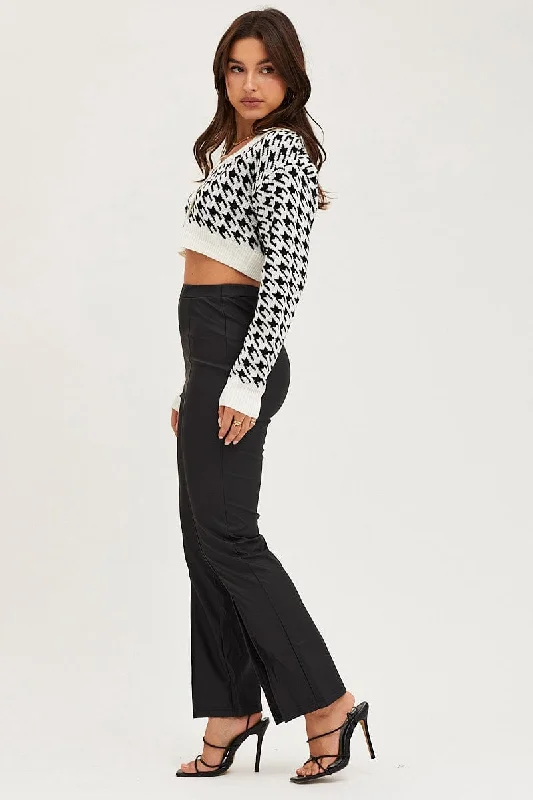 Black Flare Pants High Rise