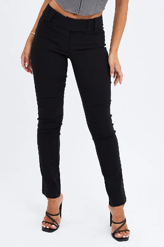 Black Low Rise Pant Slim Leg