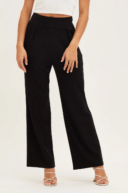 Black Pants High Waist Wide Leg