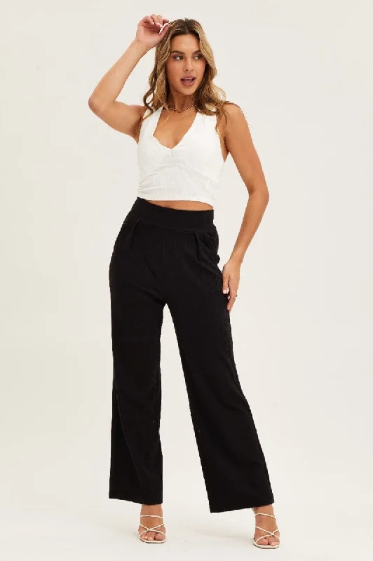 Black Pants High Waist Wide Leg