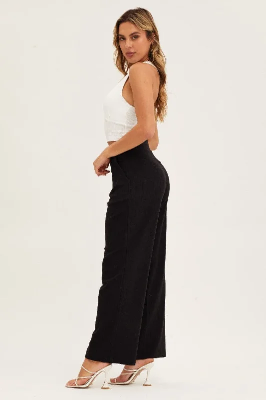 Black Pants High Waist Wide Leg