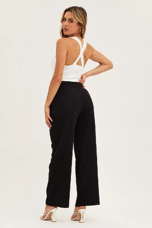 Black Pants High Waist Wide Leg