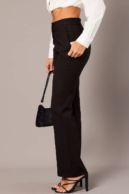 Black Slim Pants High Rise