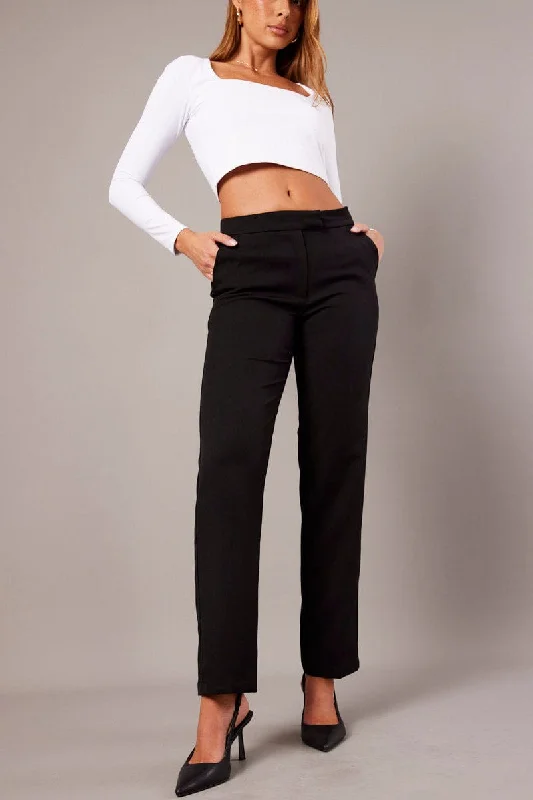 Black Slim Pants Mid Rise