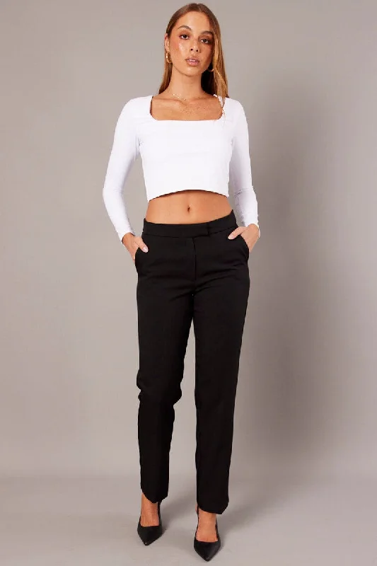 Black Slim Pants Mid Rise