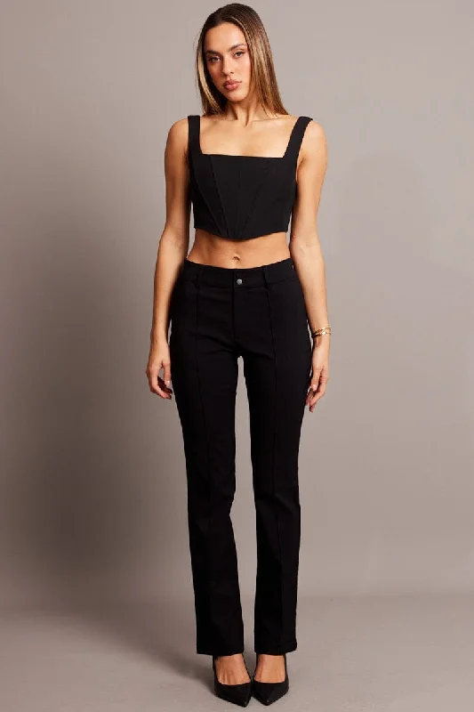 Black Slim Pants Mid Rise