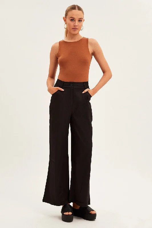 Black Wide Leg Pants High Rise