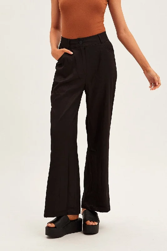 Black Wide Leg Pants High Rise