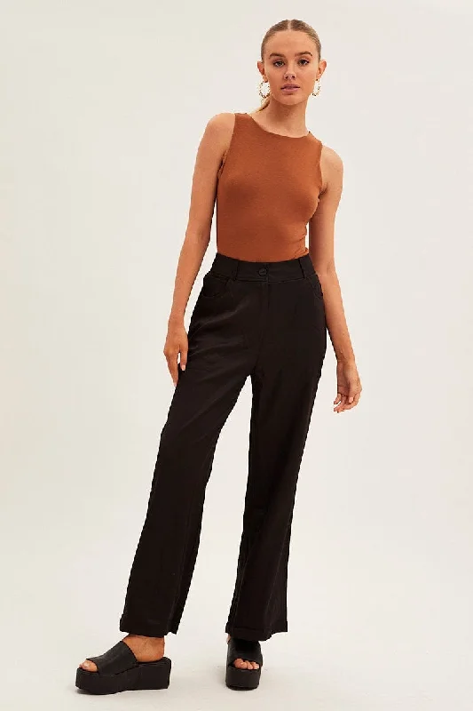 Black Wide Leg Pants High Rise