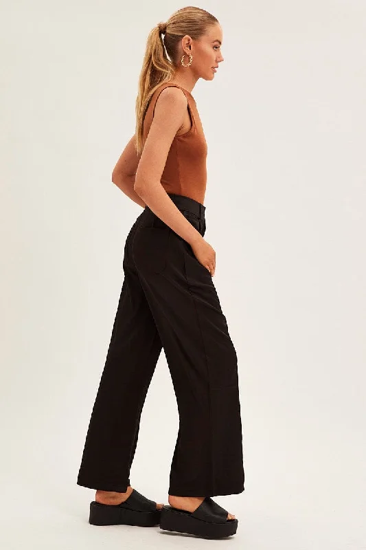 Black Wide Leg Pants High Rise