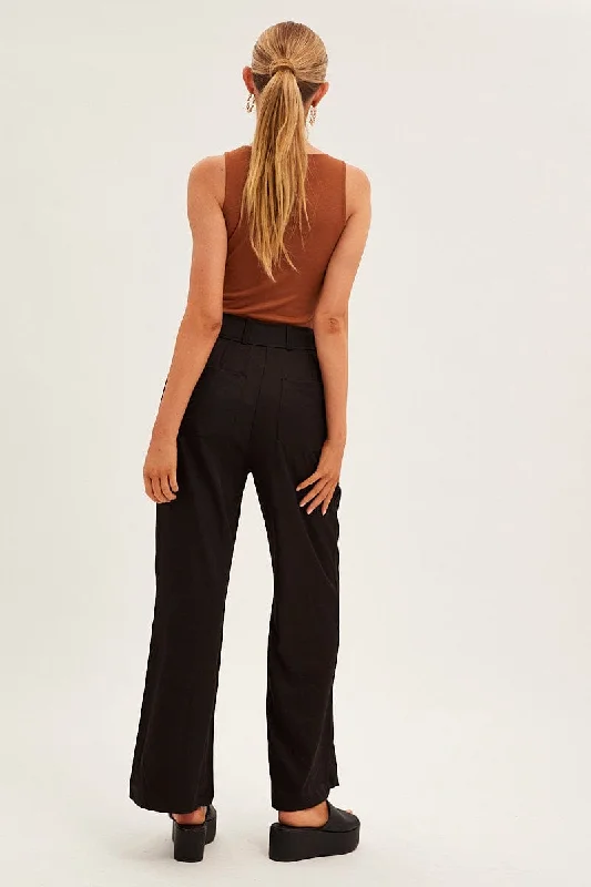 Black Wide Leg Pants High Rise