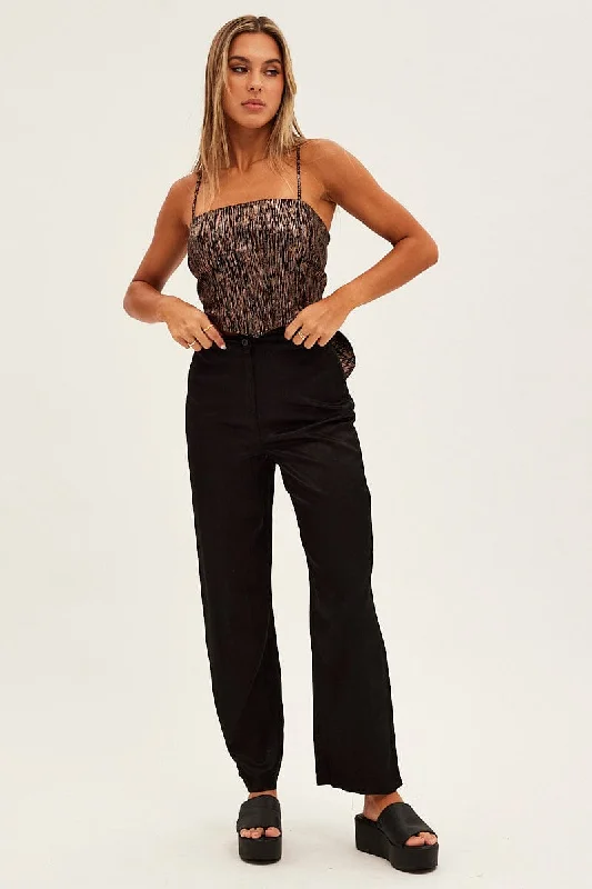 Black Wide Leg Pants High Rise