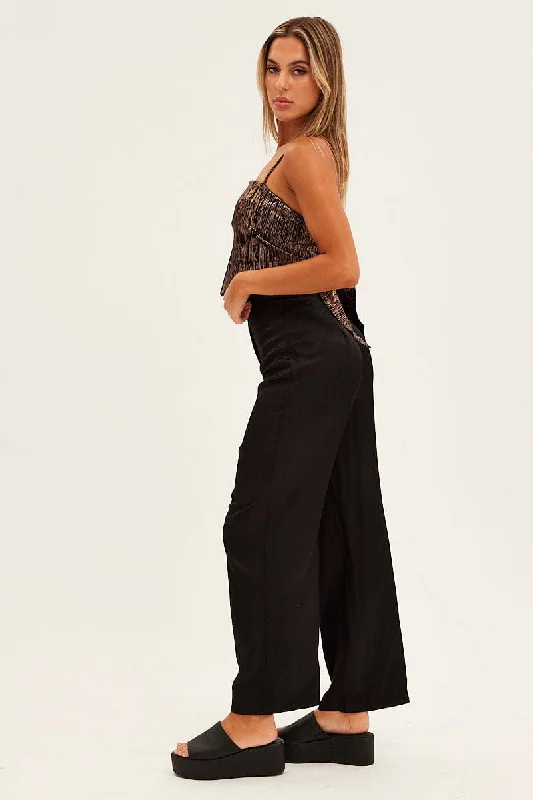 Black Wide Leg Pants High Rise