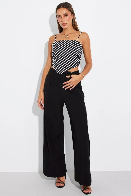 Black Wide Leg Pants High Rise