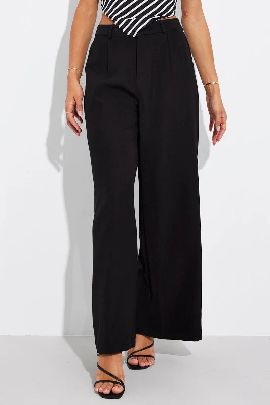 Black Wide Leg Pants High Rise