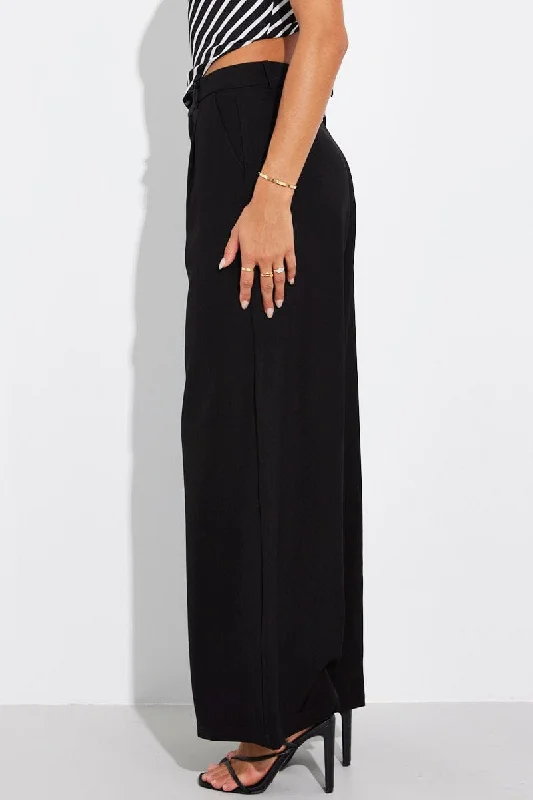 Black Wide Leg Pants High Rise