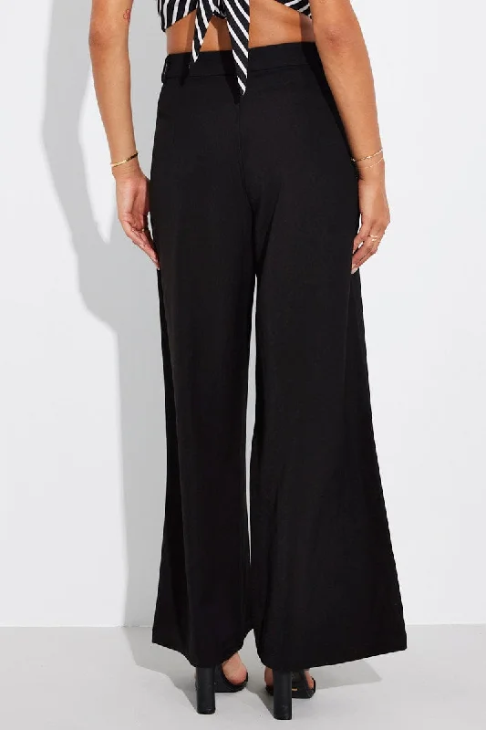 Black Wide Leg Pants High Rise