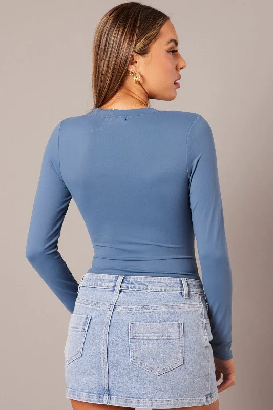 Blue Supersoft Bodysuit Long Sleeve