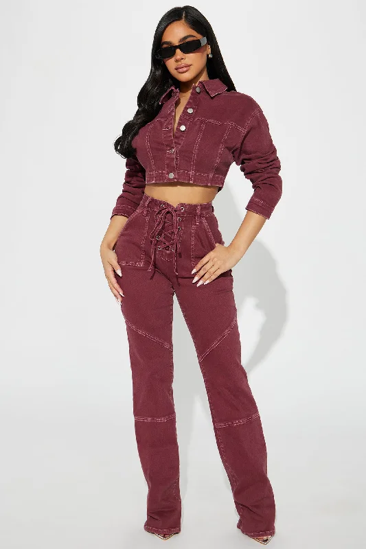 Bordeaux Stretch Denim Jacket - Wine