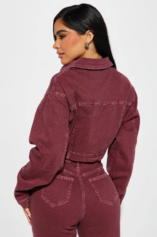 Bordeaux Stretch Denim Jacket - Wine