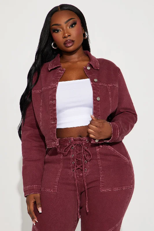 Bordeaux Stretch Denim Jacket - Wine