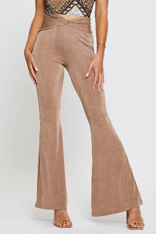 Brown Pants Flare Leg