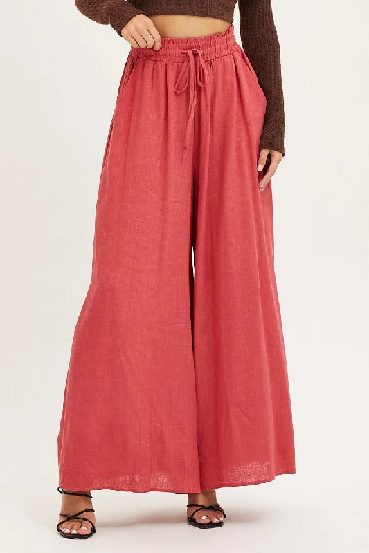 Brown Wide Leg Pants High Rise