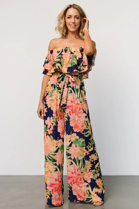 Capistrano Ruffle Jumpsuit | Navy Floral