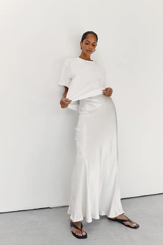 CHARLI WHITE SATIN MAXI SKIRT