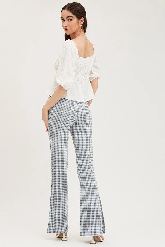 Check Flare Pants High Rise