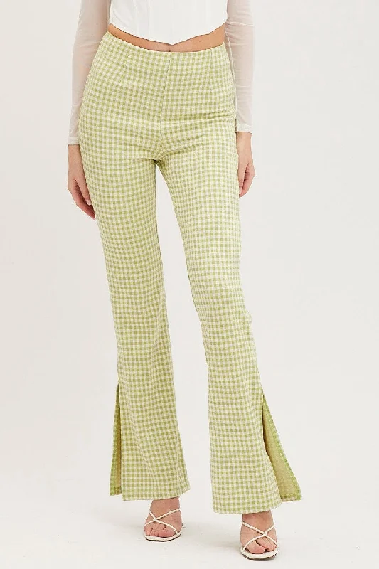 Check Flare Pants High Rise