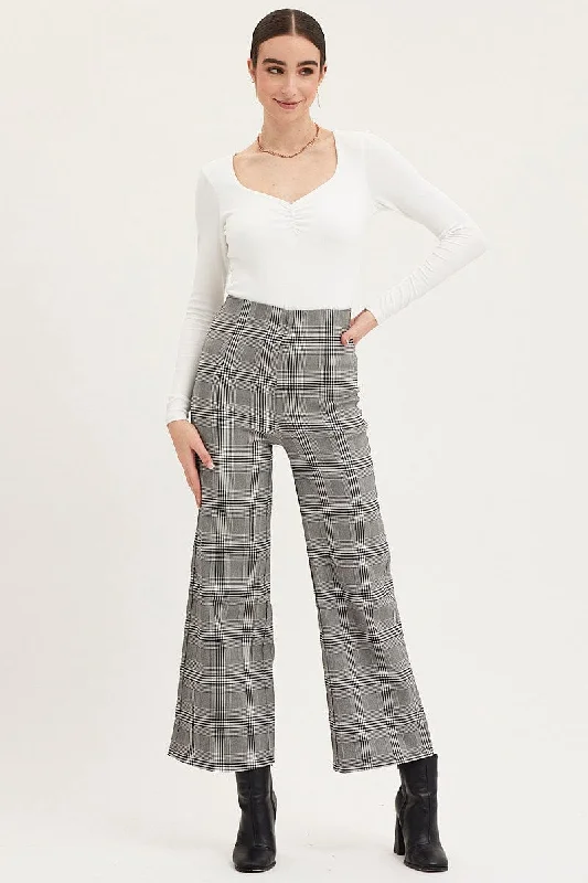 Check Flare Pants High Rise