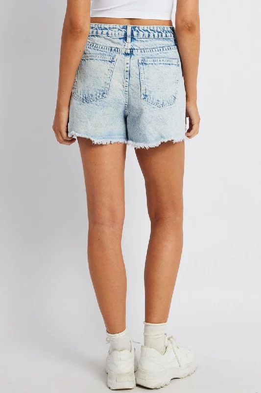 Denim High Rise Denim Short Ripped