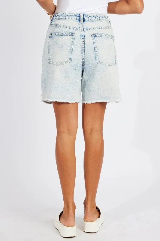 Denim Longline Denim Short Mid Rise