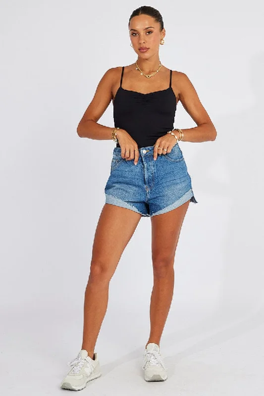 Denim Relaxed Denim Shorts High Rise