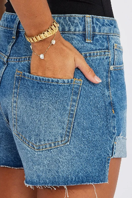 Denim Relaxed Denim Shorts High Rise