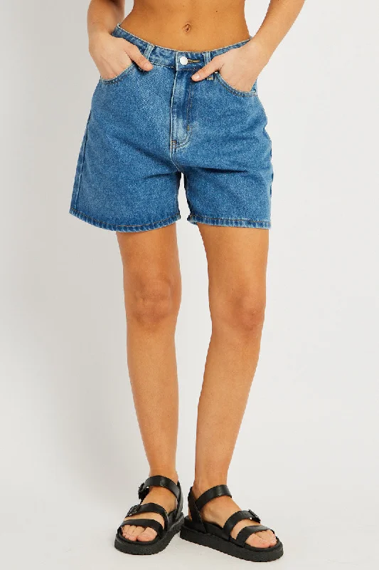 Denim Relaxed Short High Rise Longline