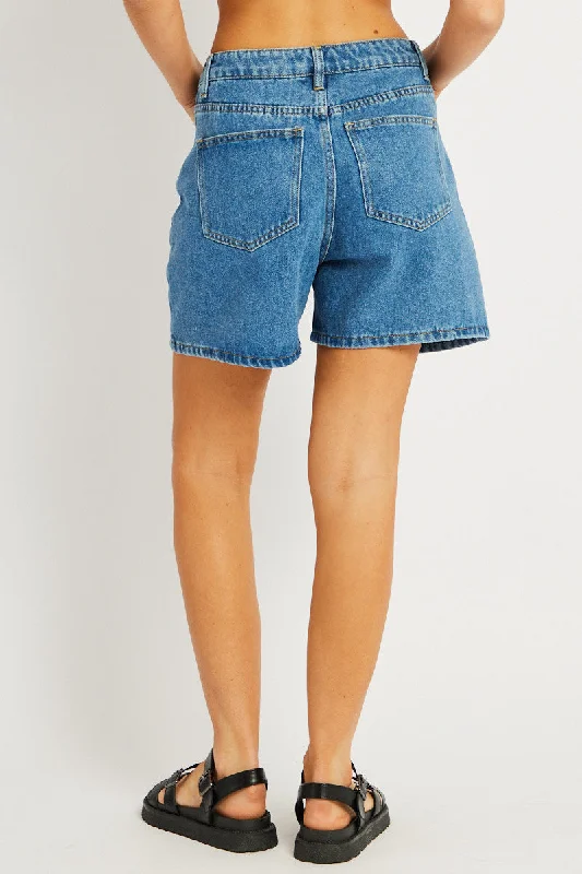 Denim Relaxed Short High Rise Longline