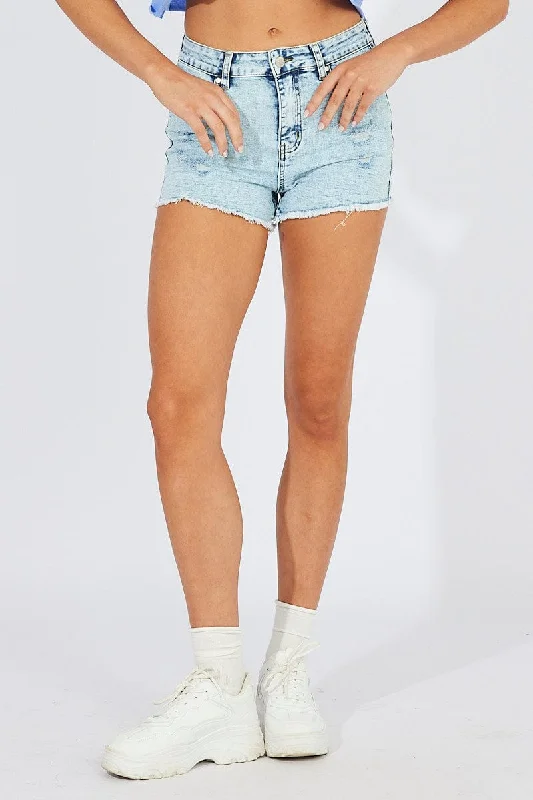 Denim Stretch Denim Shorts Acid Wash