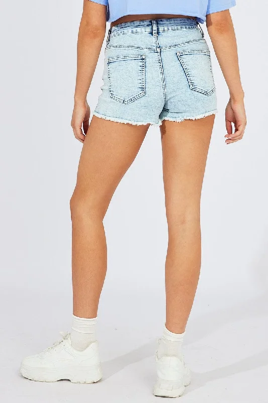 Denim Stretch Denim Shorts Acid Wash