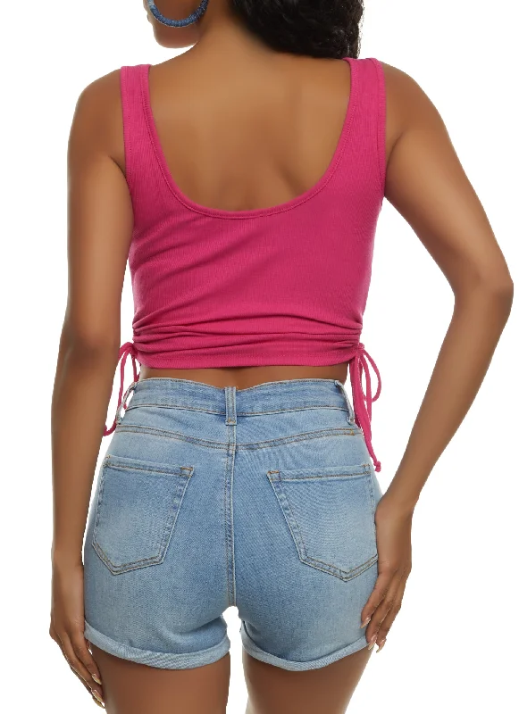 Cut Out Side Tie Cropped Tank Top