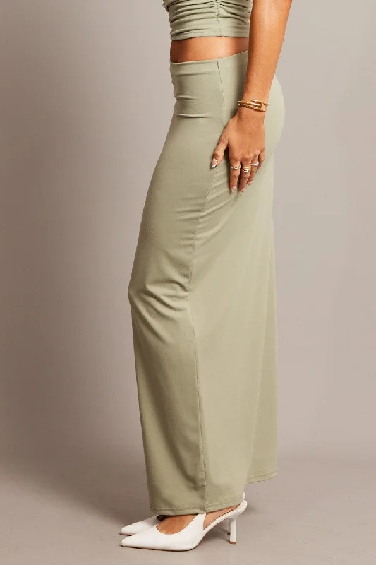 Green Supersoft Maxi Skirt Side Split