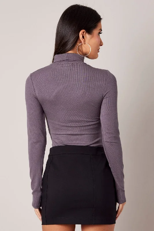 Grey Cut Out Bodysuit Long Sleeve